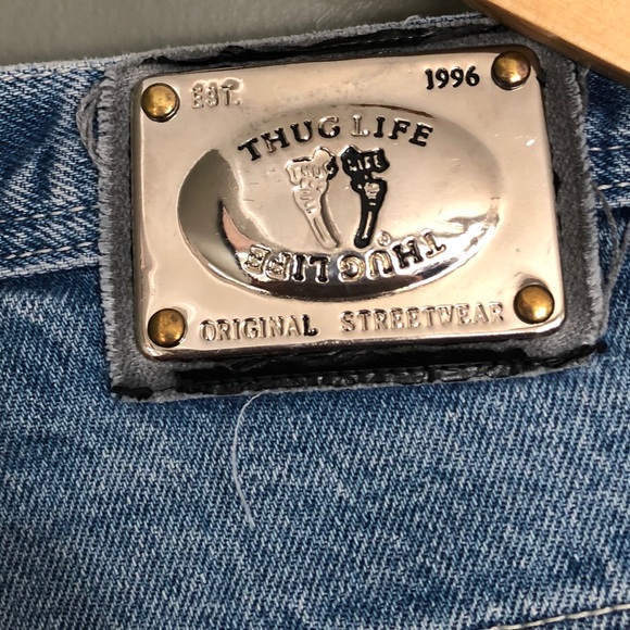 Vintage THUG LIFE Jeans Hiphop 90s Tupac Sz 32 - Picture 2 of 8